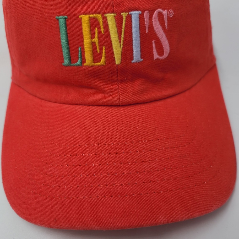 Levis Hat Snapback Red Multi-Color Embroidered Logo Casual Cotton Baseball Men - Picture 3 of 14